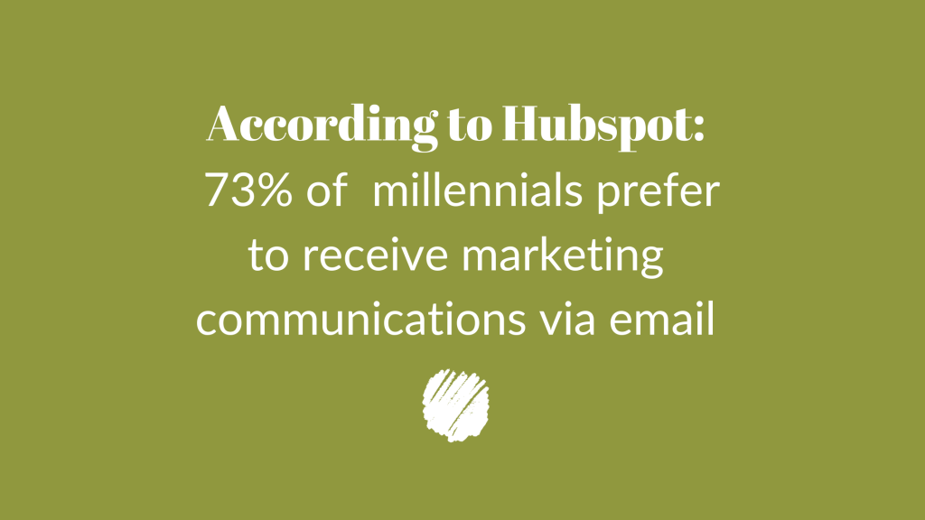 A statistic from hubspot Stating that 73% of Millenials prefer to receive email communication via email 